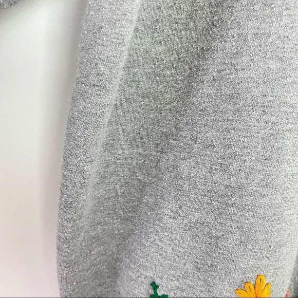 Vintage 90s Handmade Cross Stitch Nerdy Crewneck Pullover Sweatshirt Medium Gray - Picture 9 of 13